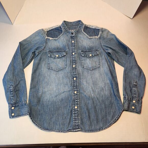 Gap 1969 Jean Western Shirt Ls  Full Pearl Snaps XS - Picture 1 of 3